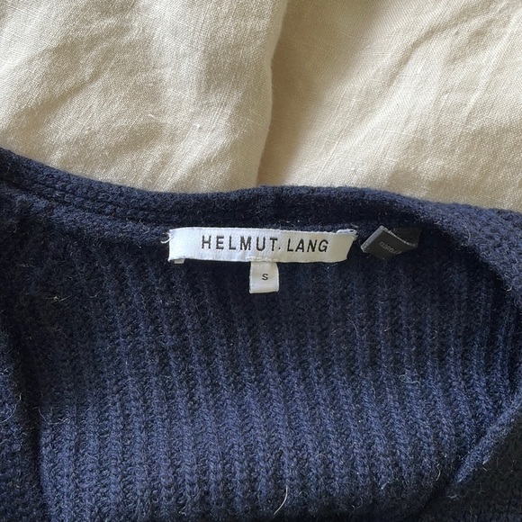 Helmut lang wool cashmere navy blue vneck ribbed knit sweater - Picture 2 of 3
